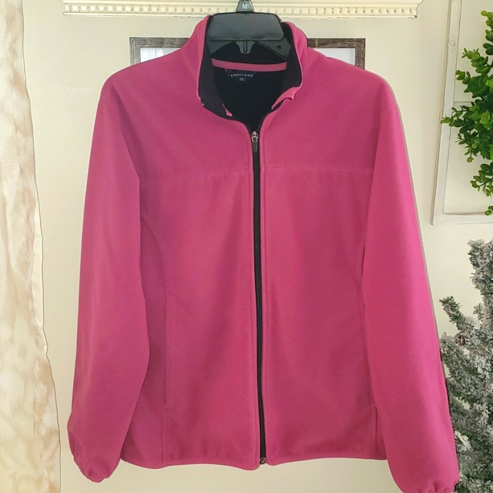 Lands End Fleece Zip up Jacket Size M